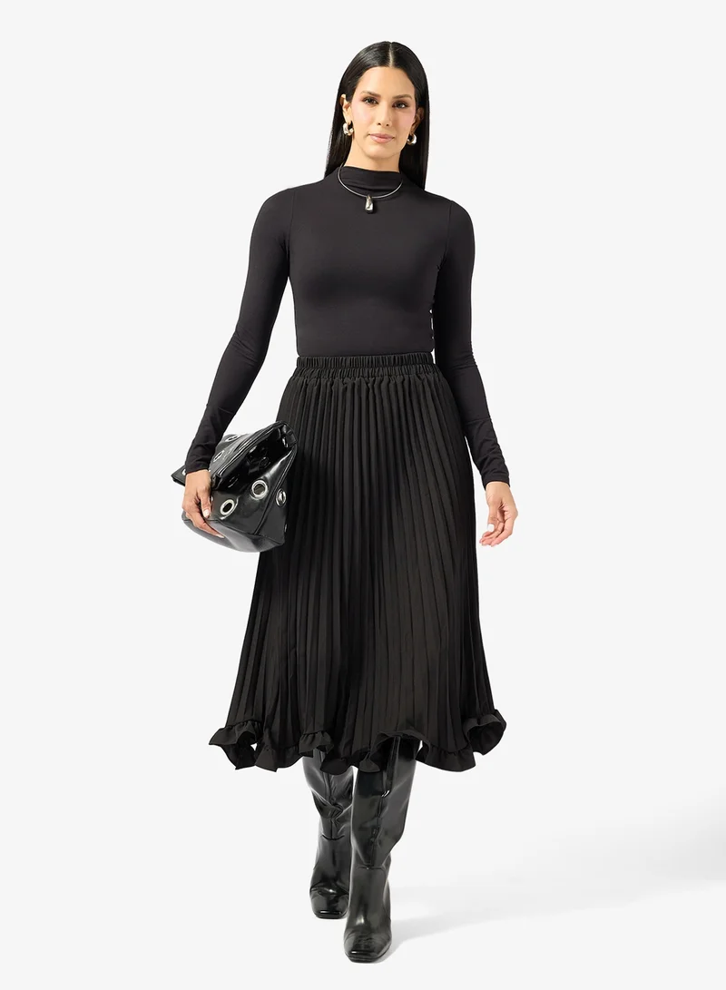 ايلا Pleated Skirt Wirh Ruffle Hem